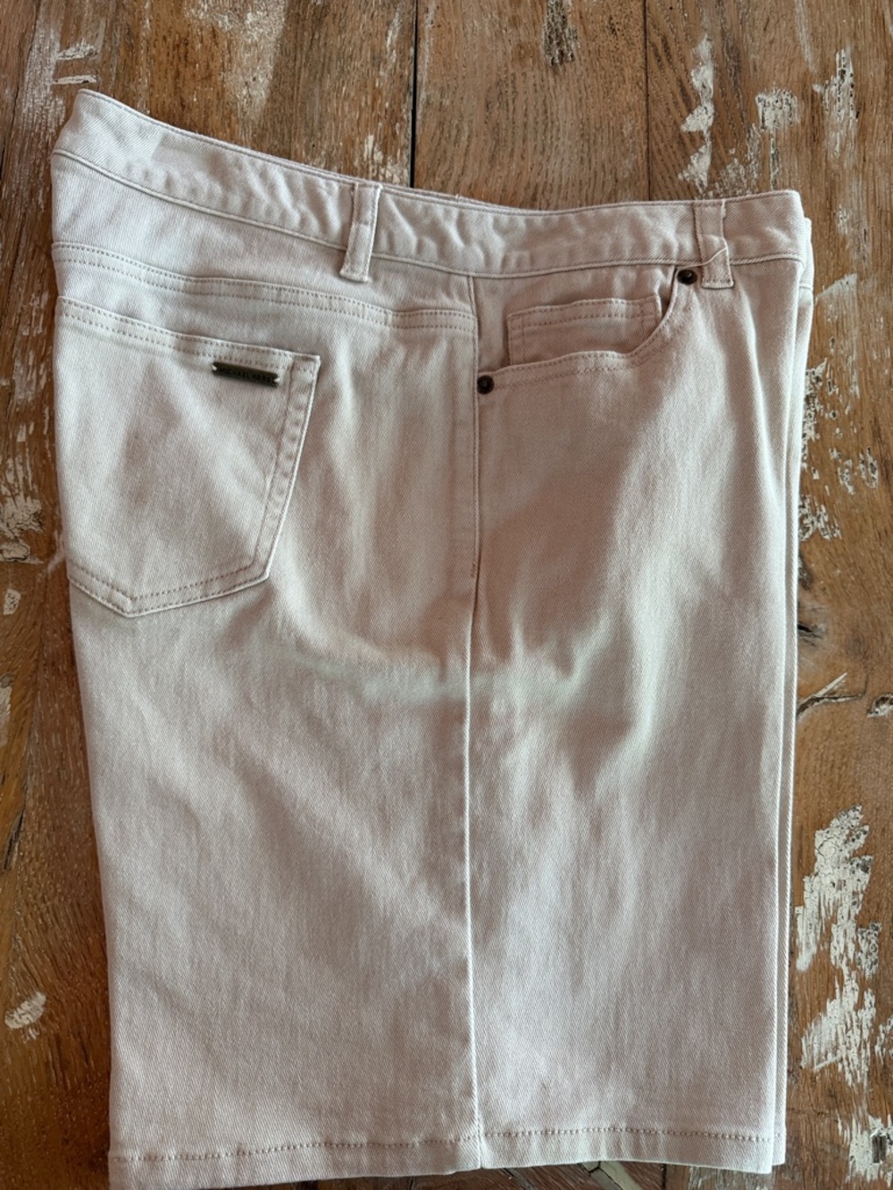 Michael Kors Cream Denim Skirt with Branded Plaque